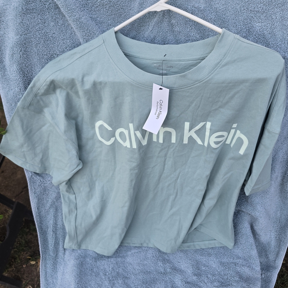Calvin Klein Sage Green Logo T-Shirt SIZE: LARGE